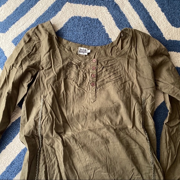 🍃 TWIST & TANGO OLIVE GREEN CASUAL LOOSE FIT COTTON TUNIC TOP/DRESS! - Picture 7 of 9